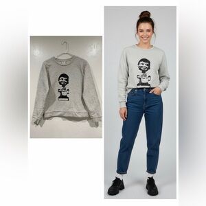 A.P.C. Gray Graphic Cotton Crewneck Sweatshirt size XS